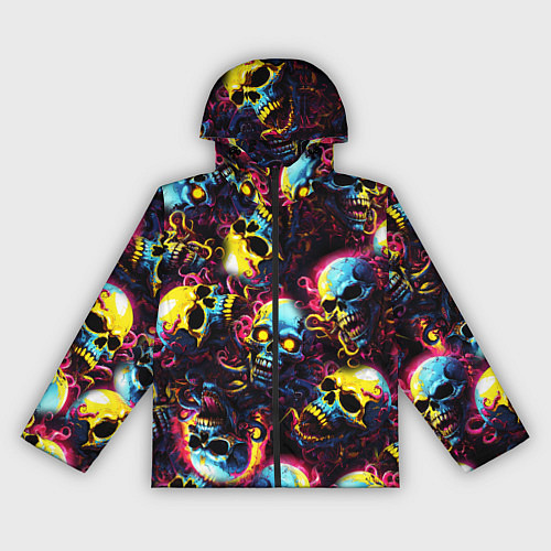 Женская ветровка Разноцветные черепушки с щупальцами / 3D-Черный – фото 1