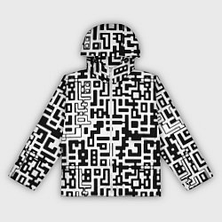 Ветровка с капюшоном женская Чёрно-белая глитч инфекция, цвет: 3D-белый
