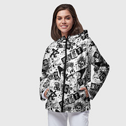 Ветровка с капюшоном женская Панк-рок музыка, цвет: 3D-черный — фото 2