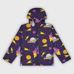 Ветровка с капюшоном женская Космические приключения, цвет: 3D-черный