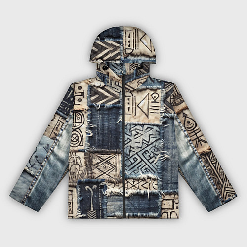 Женская ветровка Геометрия на пэчворк дениме / 3D-Черный – фото 1