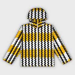 Ветровка с капюшоном женская Вертикальные жёлто-белые полосы, цвет: 3D-белый