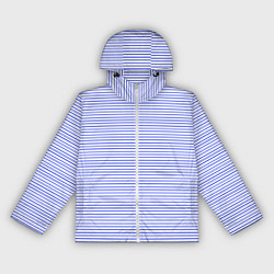 Ветровка с капюшоном женская Белый в тонкую синюю полоску, цвет: 3D-белый