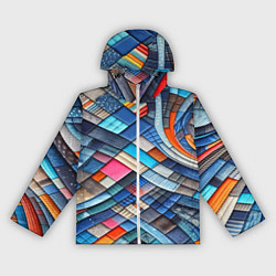 Ветровка с капюшоном женская Абстрактный авангардный пэчворк - нейросеть, цвет: 3D-белый