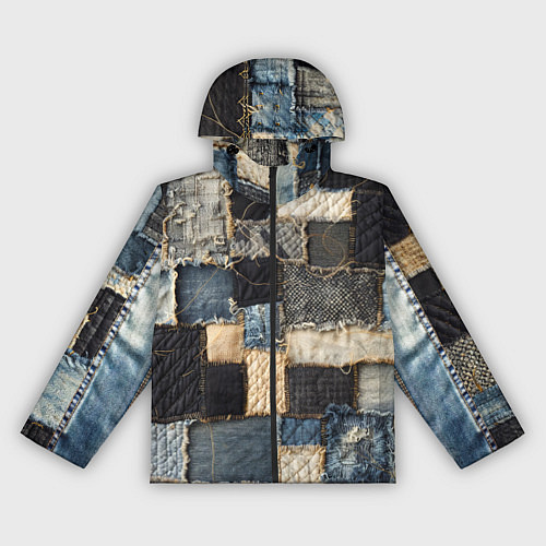 Женская ветровка Заплатки пэчворк на джинсе / 3D-Черный – фото 1