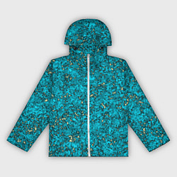 Ветровка с капюшоном женская Абстракция бирюзовый со свечением, цвет: 3D-белый