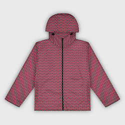 Ветровка с капюшоном женская Розовый имитация сетки паттерн, цвет: 3D-черный