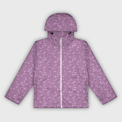 Ветровка с капюшоном женская Розовый сиреневый цветочный однотонный узор, цвет: 3D-белый