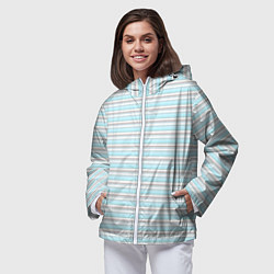 Ветровка с капюшоном женская Светлый серо-голубой полосами, цвет: 3D-белый — фото 2