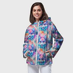 Ветровка с капюшоном женская Фурри мордочки волчонка, цвет: 3D-белый — фото 2