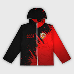Ветровка с капюшоном женская СССР - черно-красный, цвет: 3D-белый