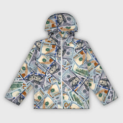 Ветровка с капюшоном женская Банкноты сто долларов, цвет: 3D-белый