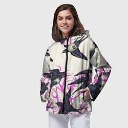 Ветровка с капюшоном женская Migratory birds, цвет: 3D-черный — фото 2