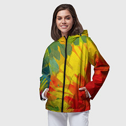 Ветровка с капюшоном женская Абстракция цветение акрил, цвет: 3D-черный — фото 2