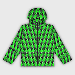 Ветровка с капюшоном женская Чёрно-зелёный паттерн, цвет: 3D-черный
