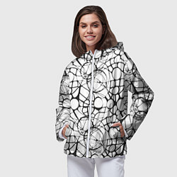 Ветровка с капюшоном женская Абстрактный нейрографический узор, цвет: 3D-белый — фото 2