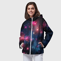Ветровка с капюшоном женская Абстрактный космос фантастика, цвет: 3D-белый — фото 2