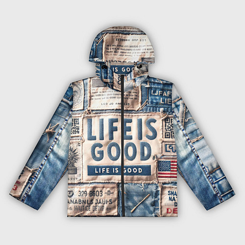 Женская ветровка Жизнь прекрасна- пэчворк / 3D-Черный – фото 1