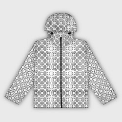 Ветровка с капюшоном женская Черный геометрический узор на белом фоне, цвет: 3D-черный