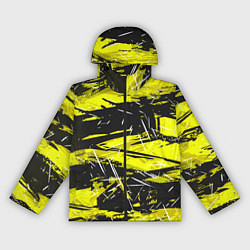 Ветровка с капюшоном женская Yellow geometry - спортивный узор, цвет: 3D-черный
