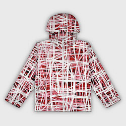 Ветровка с капюшоном женская Хаотичный кубический каркас в красном тумане, цвет: 3D-белый