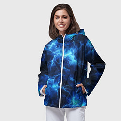 Ветровка с капюшоном женская Элементаль энергии текстура, цвет: 3D-белый — фото 2