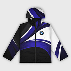 Ветровка с капюшоном женская BMW Logotype - blue waves, цвет: 3D-черный