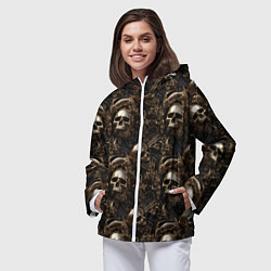 Ветровка с капюшоном женская Черепа и узоры лакшери, цвет: 3D-белый — фото 2