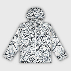 Ветровка с капюшоном женская Чёрные хаотичные линии на белом фоне, цвет: 3D-белый