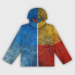 Ветровка с капюшоном женская Синий жёлтый красный в крапинку, цвет: 3D-белый