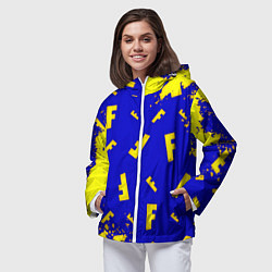 Ветровка с капюшоном женская Fortnite краски неон, цвет: 3D-белый — фото 2