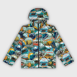 Ветровка с капюшоном женская Adventure stickers, цвет: 3D-черный