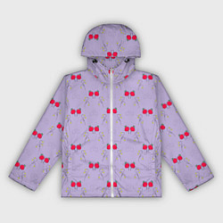 Ветровка с капюшоном женская Ягоды на сиреневом, цвет: 3D-белый