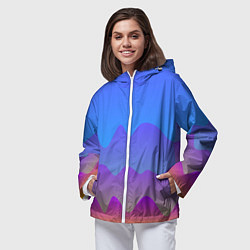 Ветровка с капюшоном женская Волнистые линии с эффектом, цвет: 3D-белый — фото 2