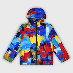 Ветровка с капюшоном женская Смелые мазки яркой краски - нейросеть, цвет: 3D-черный