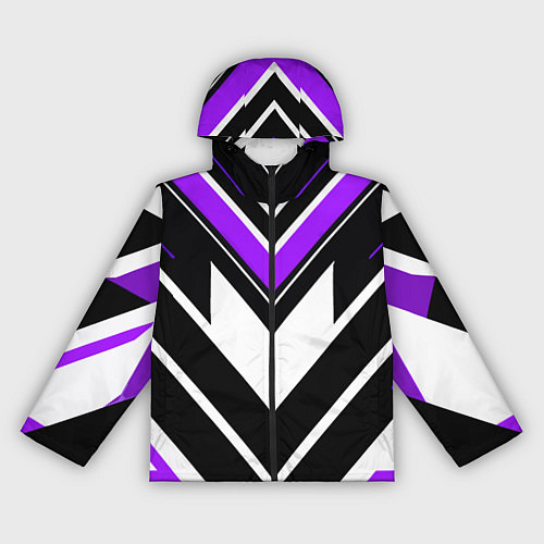 Женская ветровка Фиолетово-белые полосы на чёрном фоне / 3D-Черный – фото 1
