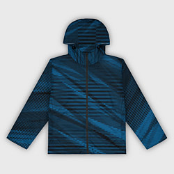 Ветровка с капюшоном женская Полосатый чёрно-синий, цвет: 3D-черный
