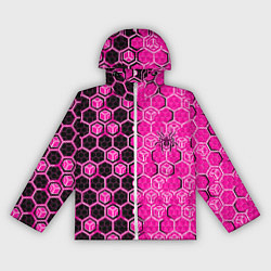Ветровка с капюшоном женская Техно-киберпанк шестиугольники розовый и чёрный с, цвет: 3D-белый