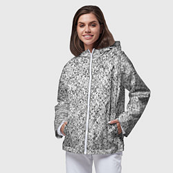 Ветровка с капюшоном женская Серебряная абстракция, цвет: 3D-белый — фото 2
