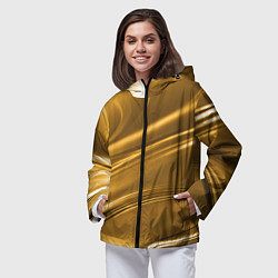 Ветровка с капюшоном женская Золотой сплав абстрактная текстура, цвет: 3D-черный — фото 2