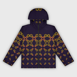 Ветровка с капюшоном женская Цветочный орнамент на синем, цвет: 3D-черный