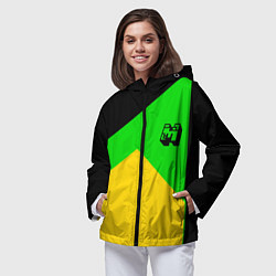 Ветровка с капюшоном женская Minecraft geometry, цвет: 3D-черный — фото 2