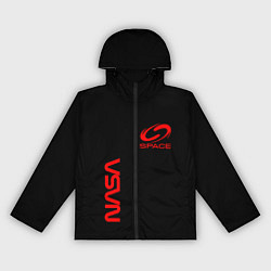 Ветровка с капюшоном женская Nasa space red logo, цвет: 3D-черный