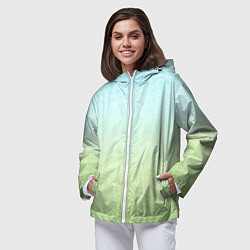 Ветровка с капюшоном женская Tie-dye color gradient: blue-green, цвет: 3D-белый — фото 2