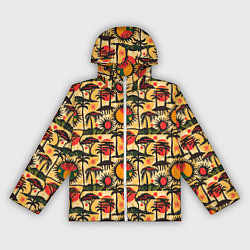 Ветровка с капюшоном женская Африка солнце пальмы, цвет: 3D-белый