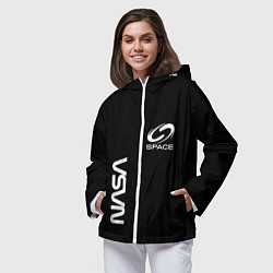 Ветровка с капюшоном женская Nasa space logo white, цвет: 3D-белый — фото 2