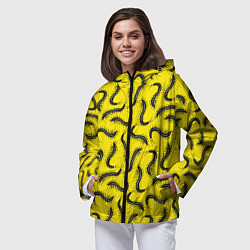 Ветровка с капюшоном женская Сороконожка узор, цвет: 3D-черный — фото 2