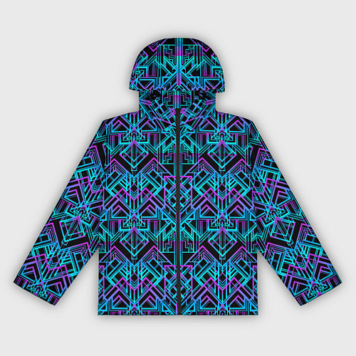 Женская ветровка Неоновый арт деко синтивейв узор / 3D-Черный – фото 1