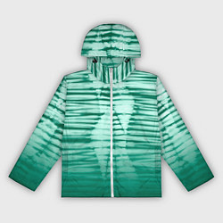 Ветровка с капюшоном женская Tie-dye green stripes, цвет: 3D-белый