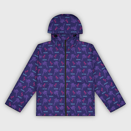 Женская ветровка Пара розовых фламинго и пальмы / 3D-Черный – фото 1